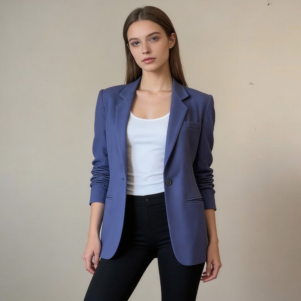 LANDS' END | Purple Wool/Cashmere Blend Long Length Blazer Jacket Sz 8